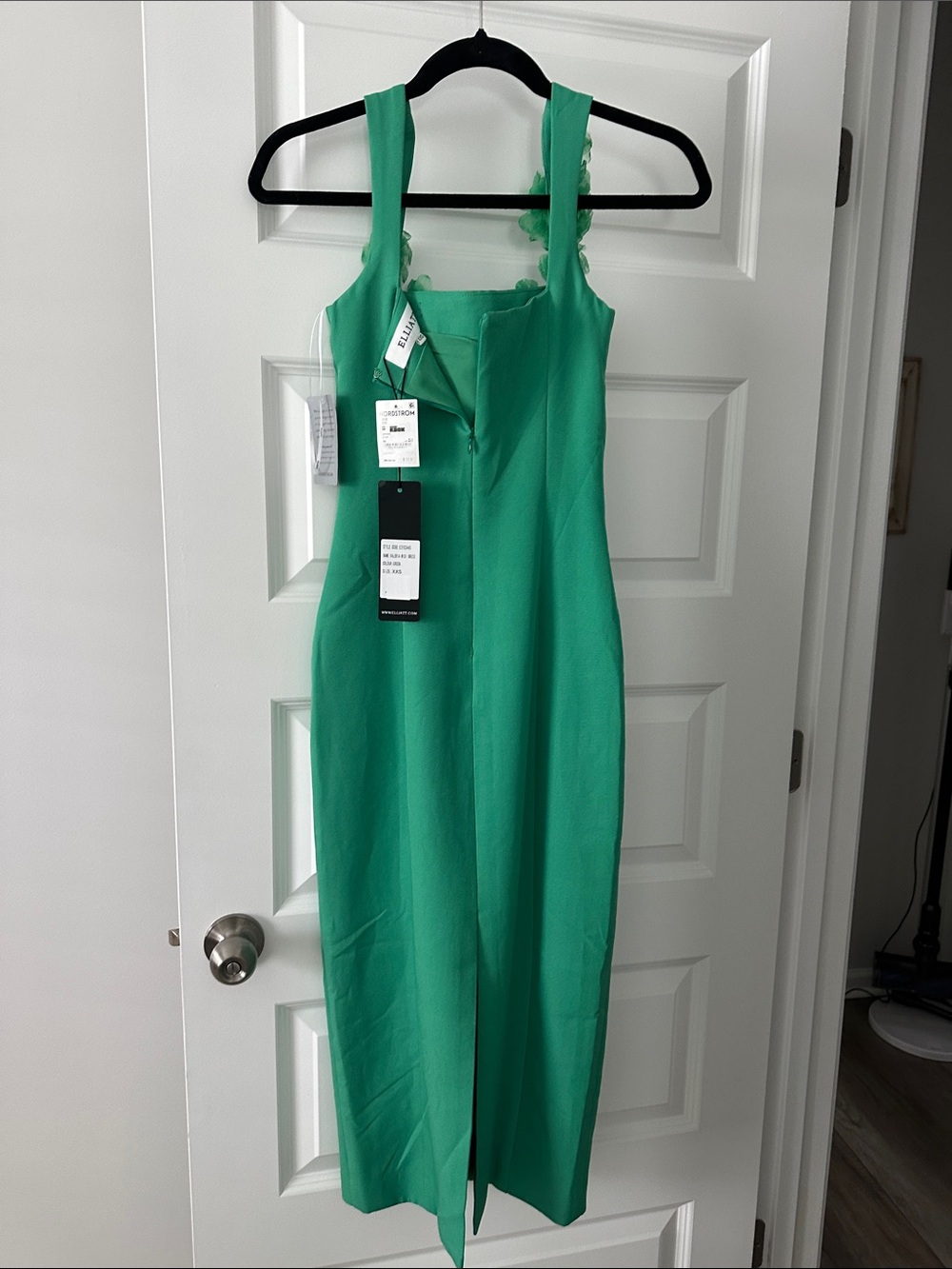 NWT ELLIATT Valeria Green 3D Floral Rosette Midi Dress XXS